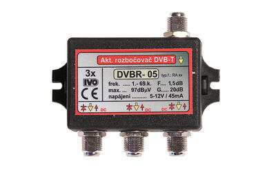 Aktivní rozbočovač pro DVB-T 3x výstup, +20dB F konektory